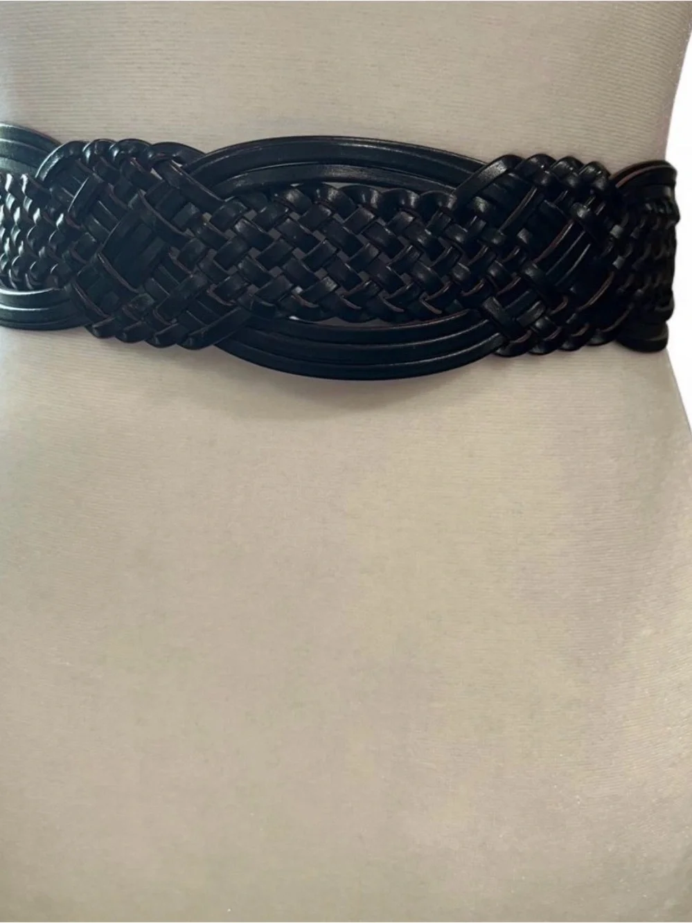 Woven Wide Black Waist Belt